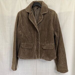 Vintage Ambition Brown Corduroy Button-Front Flare Blazer Size M Y2K Style